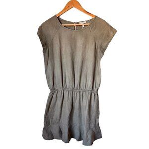 Joie Womens Short Sleeve 100% Linen Mini Dress Size XS Olive Green
